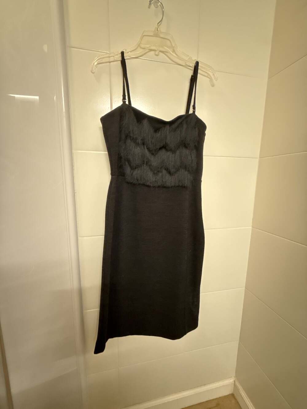Banana Republic Black Size 14 Fringe Party Dress Removable Straps